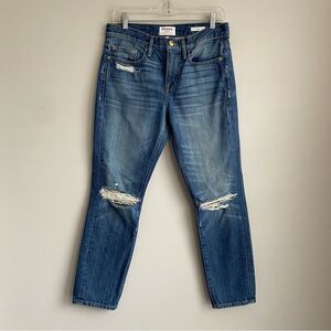 Frame Denim Le Boy Distressed Straight Leg Jeans in Kirkwall